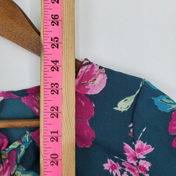 Everly Womens Multicolor Long Sleeve Floral Blouse Top Size M Keyhole Neck - Picture 15 of 15